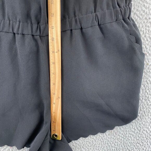 LOFT Romper Womens Black Scalloped Hem Pockets Sleeveless Cut Out Backless NWT - Picture 9 of 12